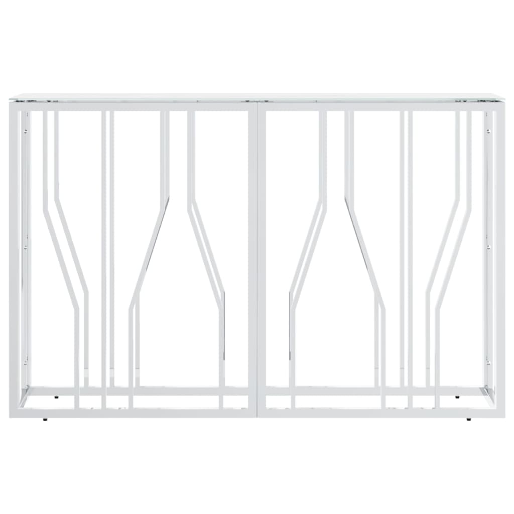 Konsolinis staliukas, sidabrinis, 110x30x70cm, plienas/stiklas - Namų Idėja