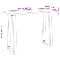 Konsolinis staliukas su gyvu kraštu, 110x35x80cm, akacija - Namų Idėja