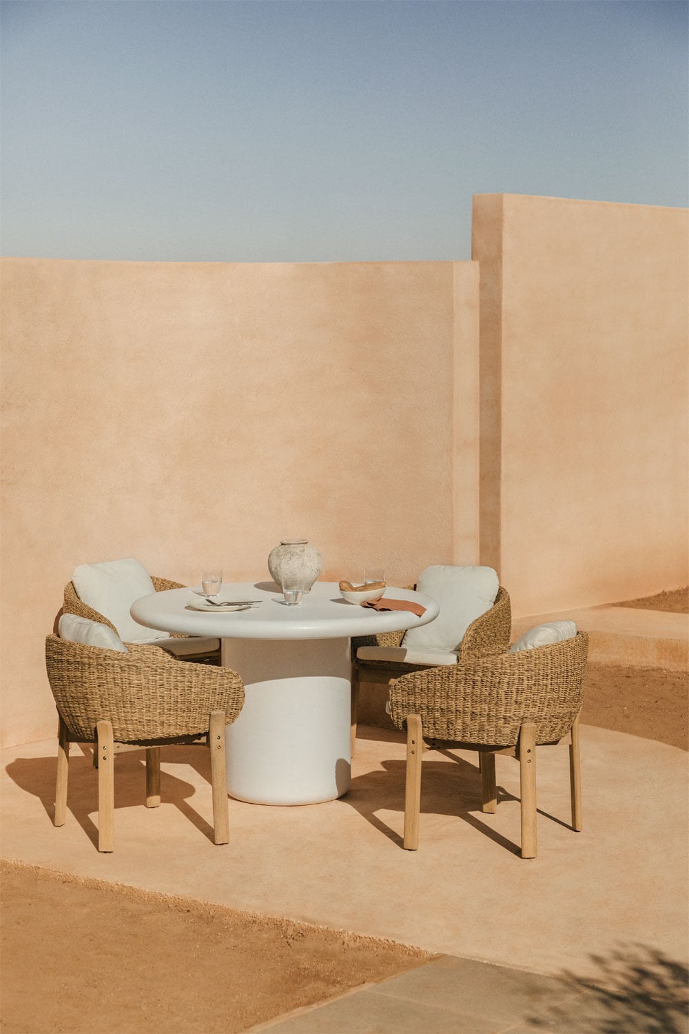 Outdoor dining set NAMARA, 5 pieces, white
