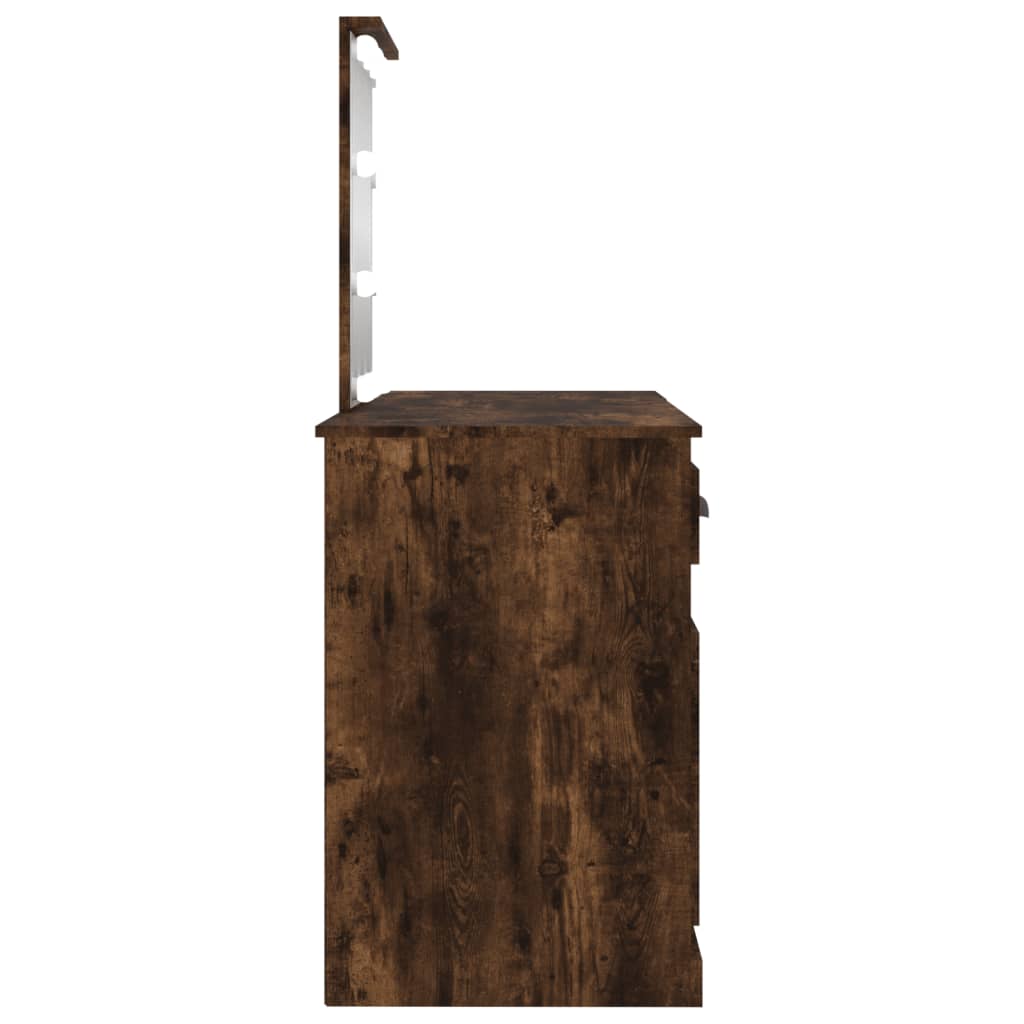 Kosmetinis staliukas su LED, dūminio ąžuolo, 130x50x132,5cm - Namų Idėja