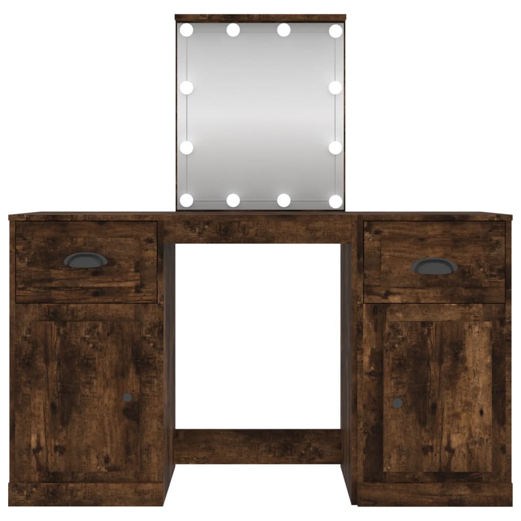 Kosmetinis staliukas su LED, dūminio ąžuolo, 130x50x132,5cm - Namų Idėja