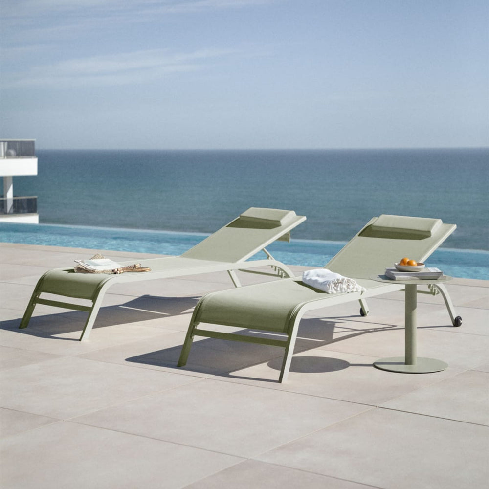 Outdoor recliner THERYS, with adjustable backrest, avocado