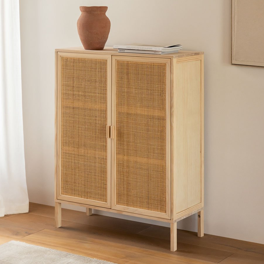 Komoda RSARE vintage, ratanas ir pušis