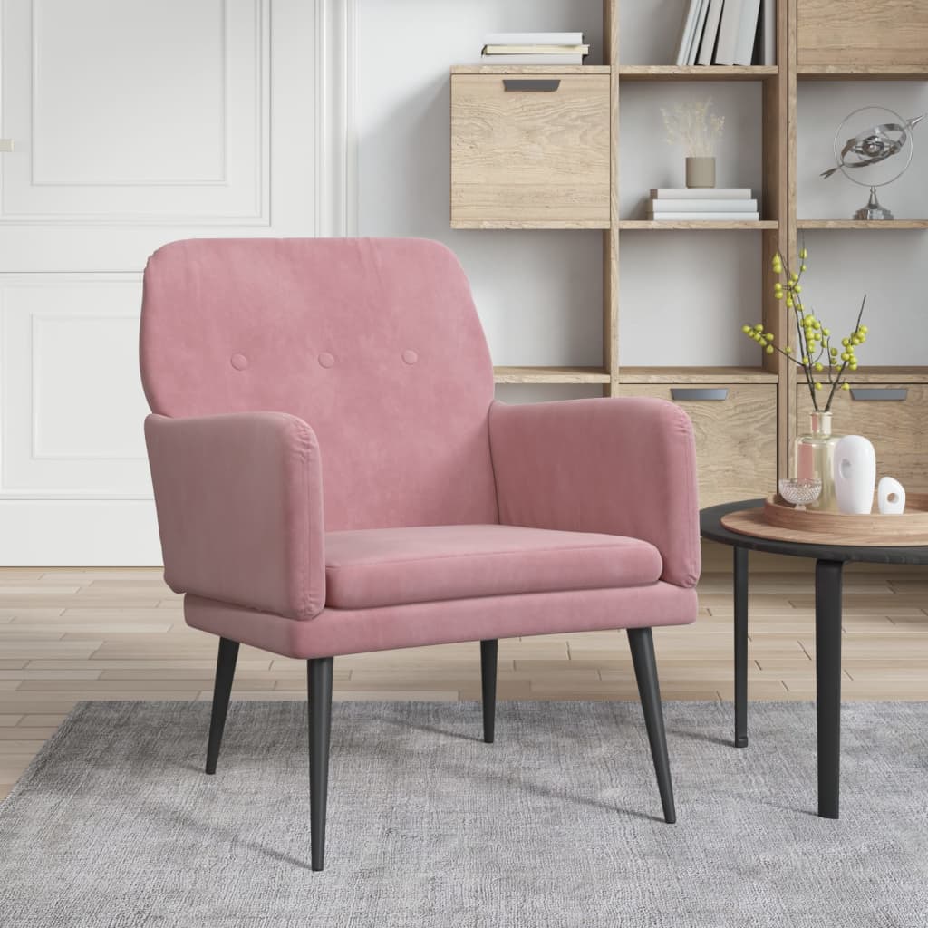 Krėslas, rožinės spalvos, 62x79x79cm, aksomas - Namų Idėja