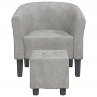 Krėslas su pakoja, šviesiai pilkos spalvos, aksomas - Namų Idėja