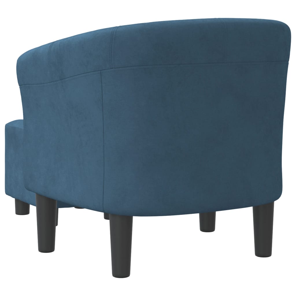 Krėslas su pakoja, tamsiai mėlynos spalvos, aksomas - Namų Idėja