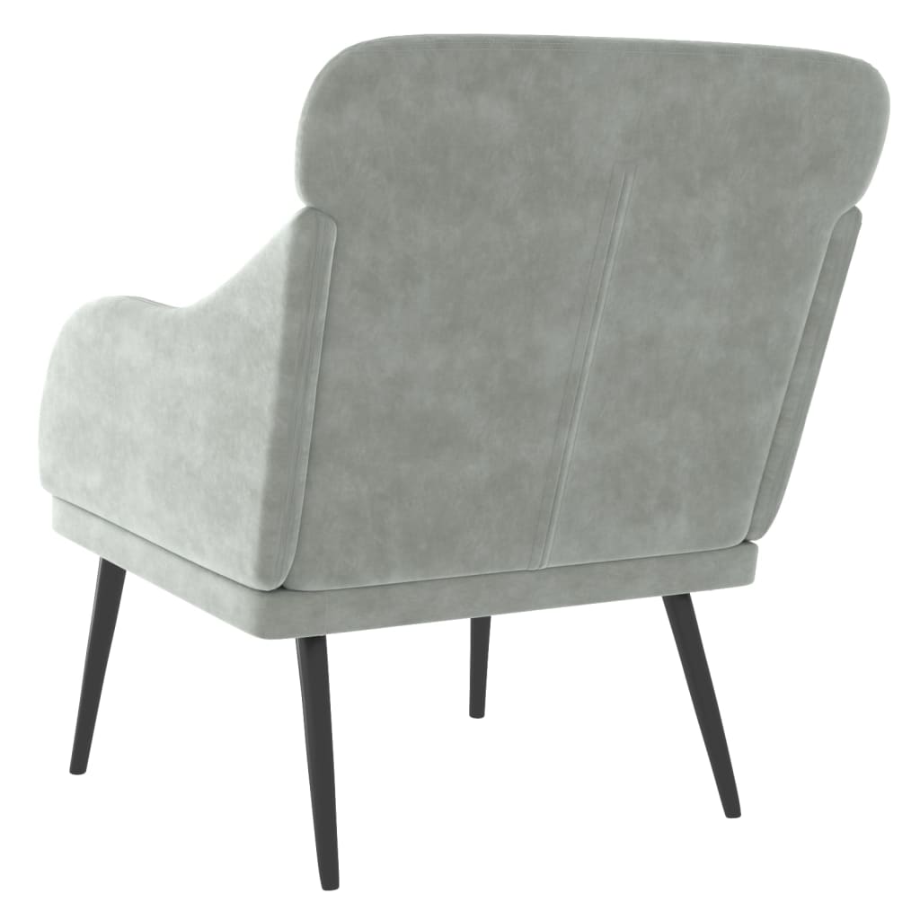 Krėslas, šviesiai pilkos spalvos, 63x76x80cm, aksomas - Namų Idėja