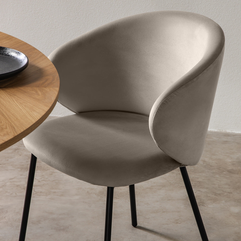 Dining chair AGAVE, velvet, beige/black legs