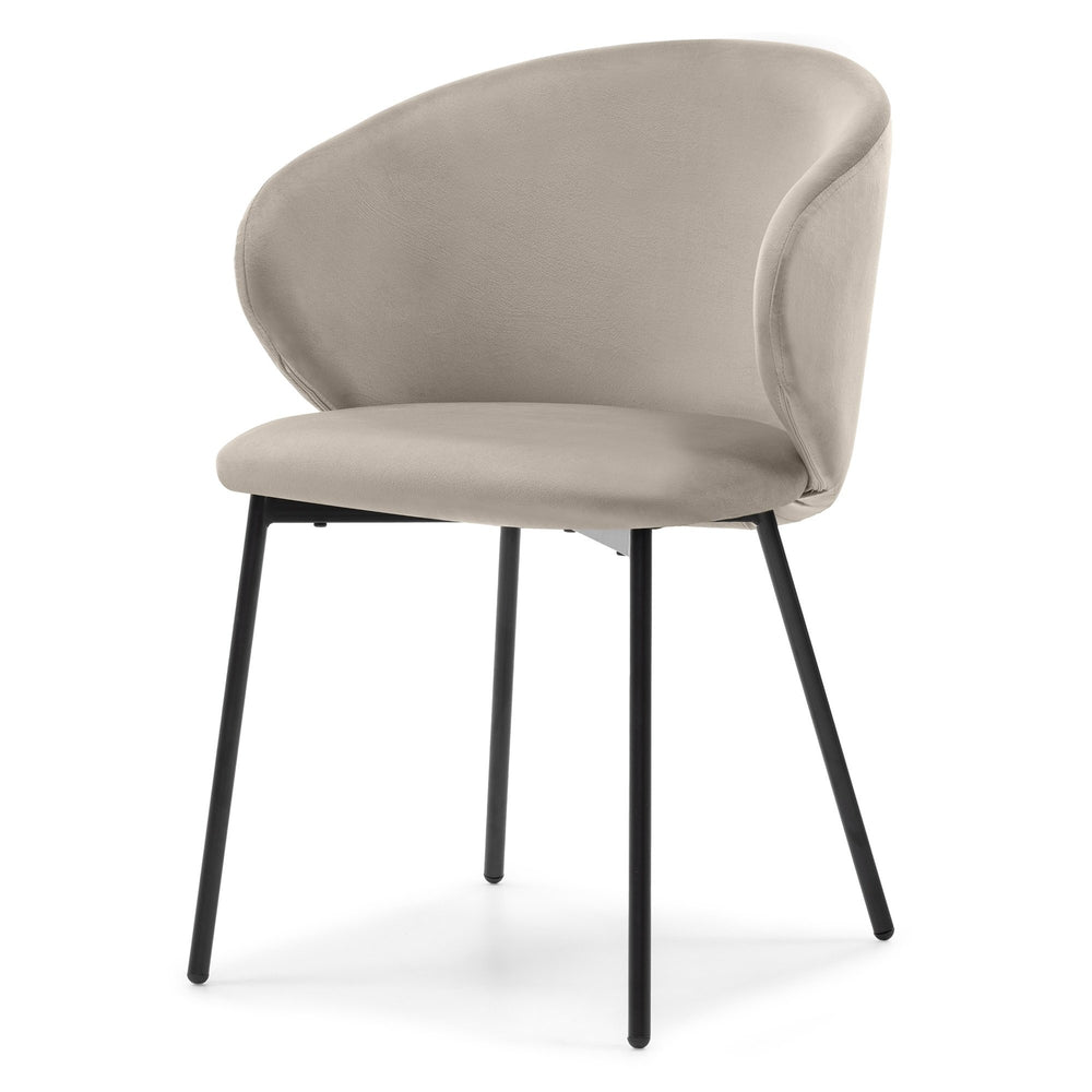Dining chair AGAVE, velvet, beige/black legs