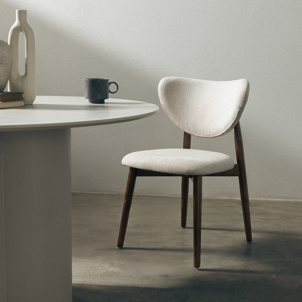 Dining chair DELINE, beige/walnut