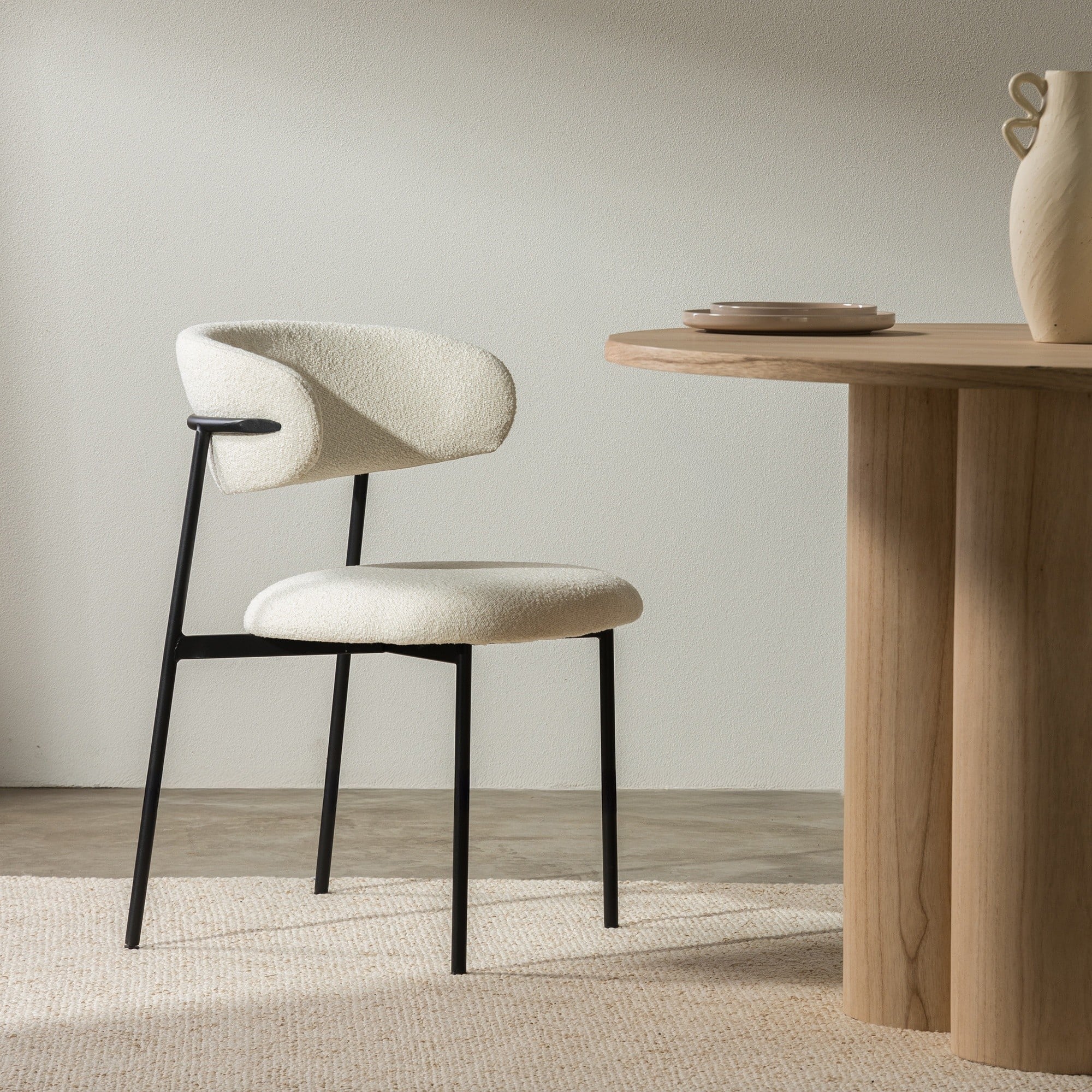 Dining chair ENCENS, beech, cream/black