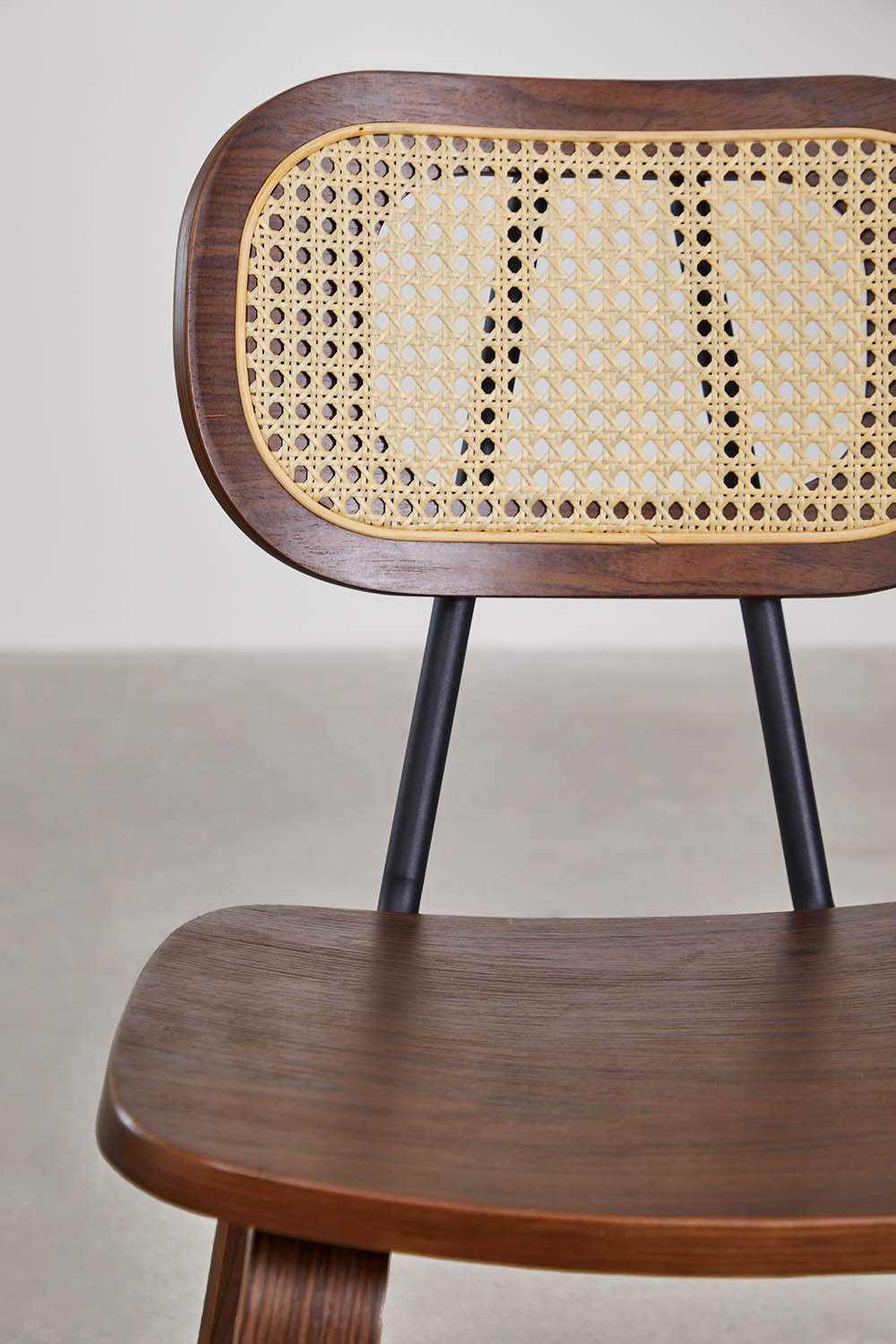 Dining chair KAYLIA, wood and rattan