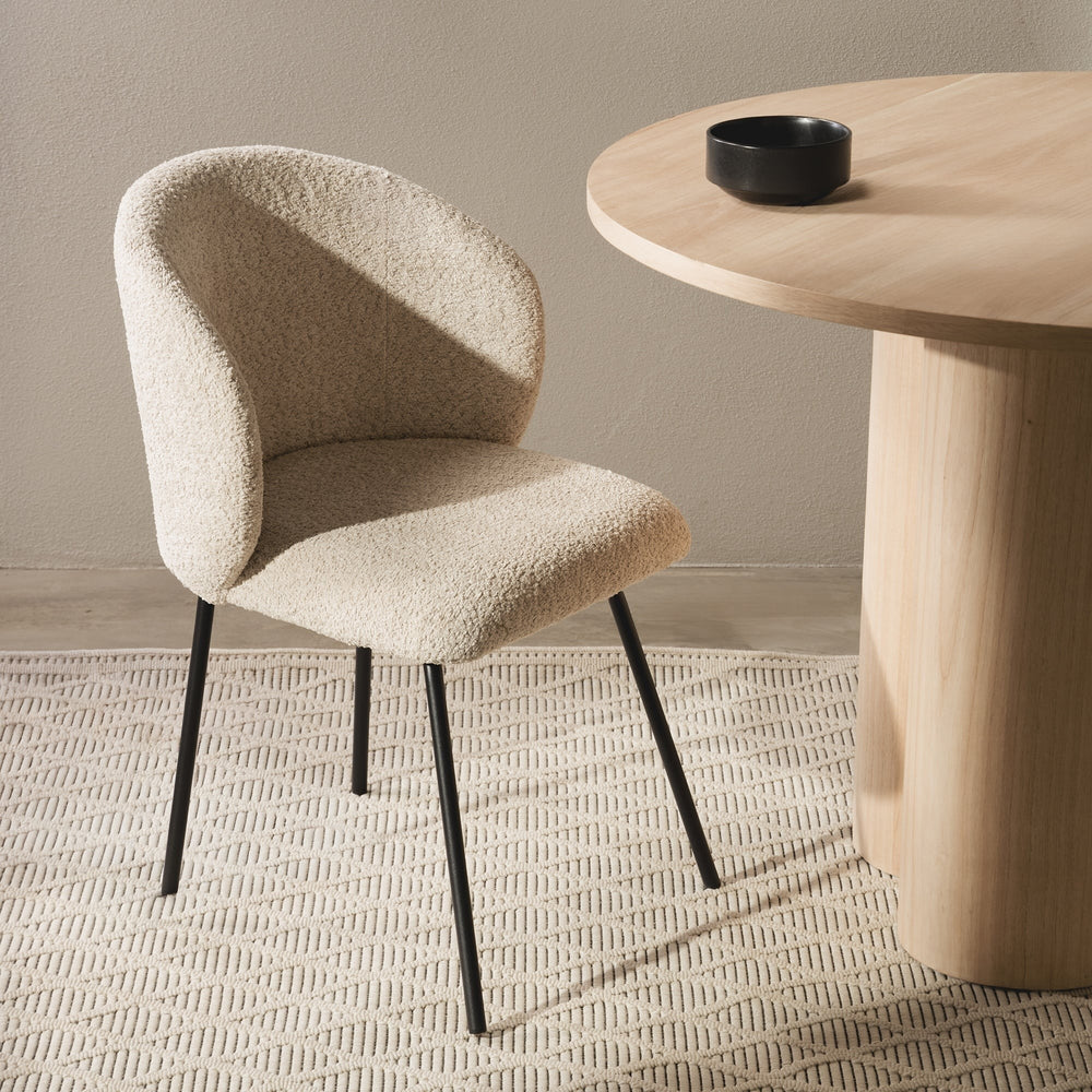 Dining chair IVOIRE, beige/black legs