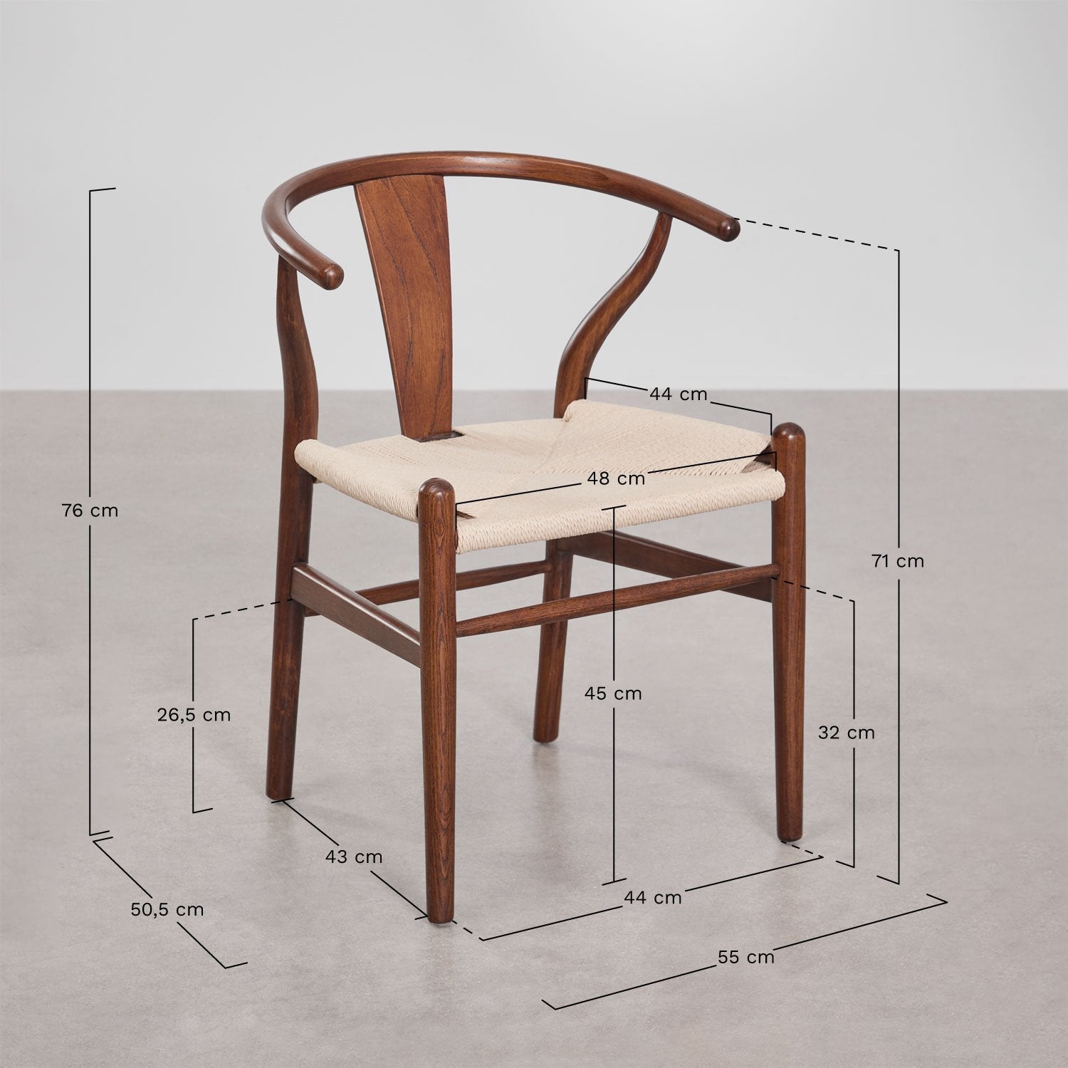 Valgomojo kėdė EILISH, tamsaus uosio medžio