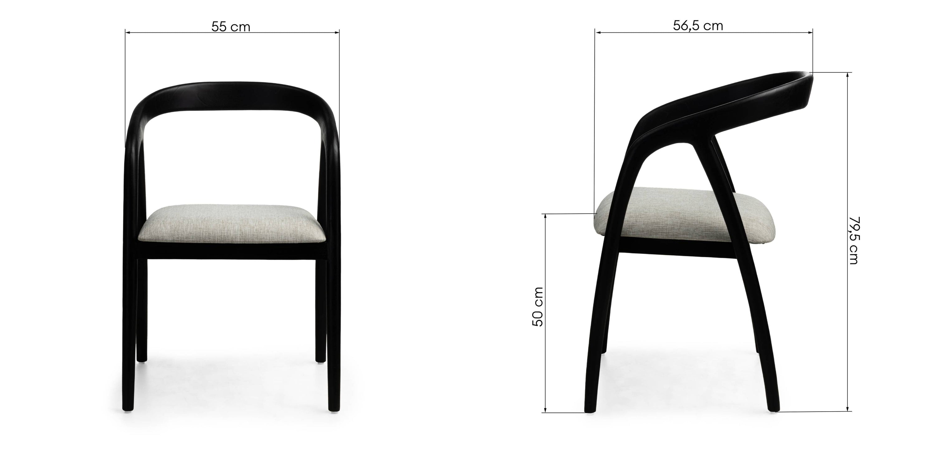 Dining chair TORCHE, teak, black/sand