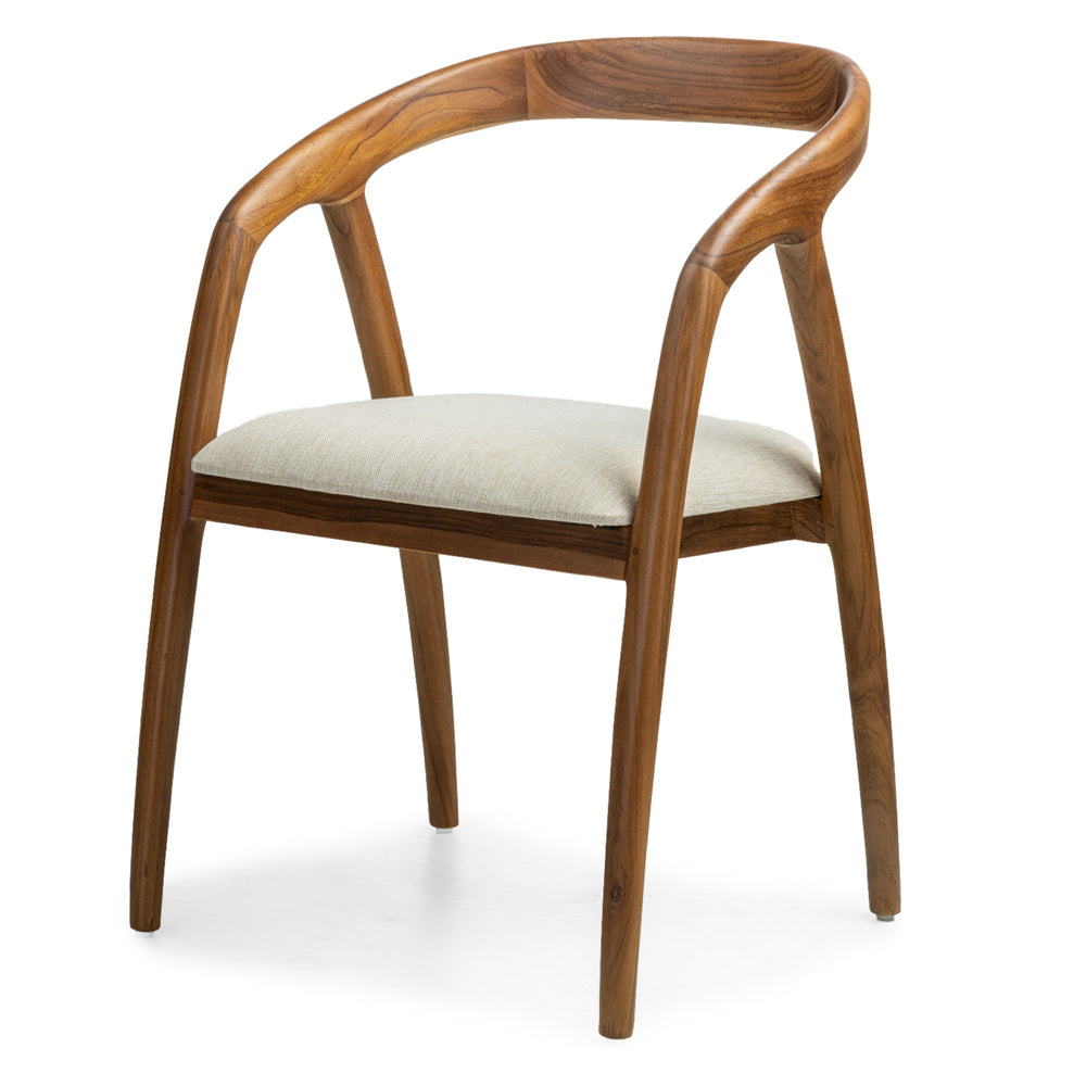 Dining chair TORCHE, teak, natural/cream
