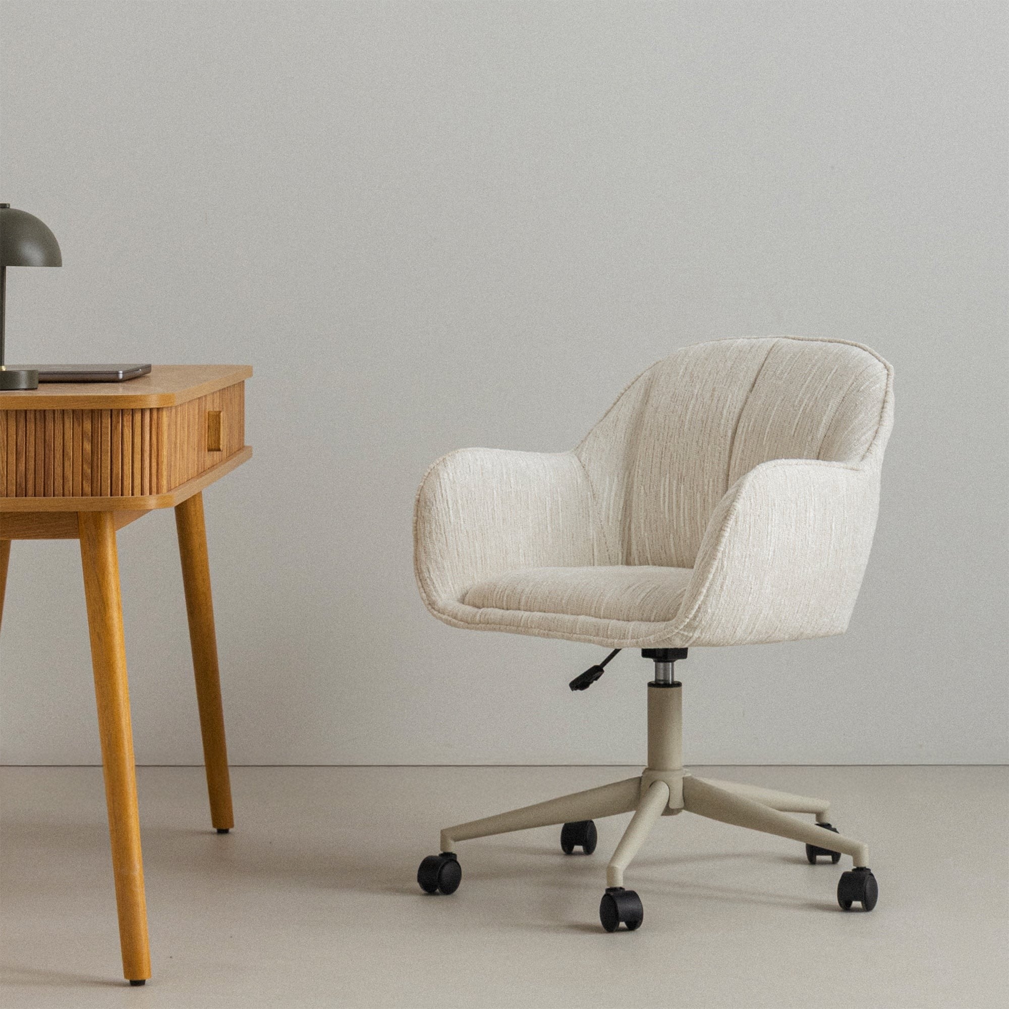 Office chair ALBAN, cream/sand legs