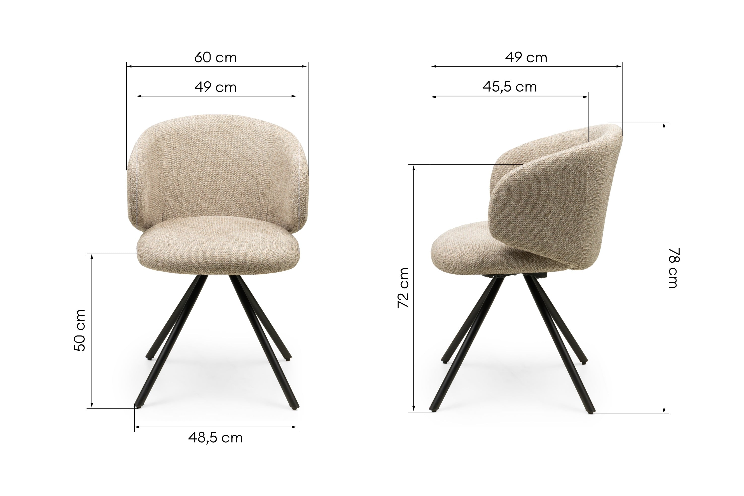 Swivel chair PLAGE, mocha/black legs