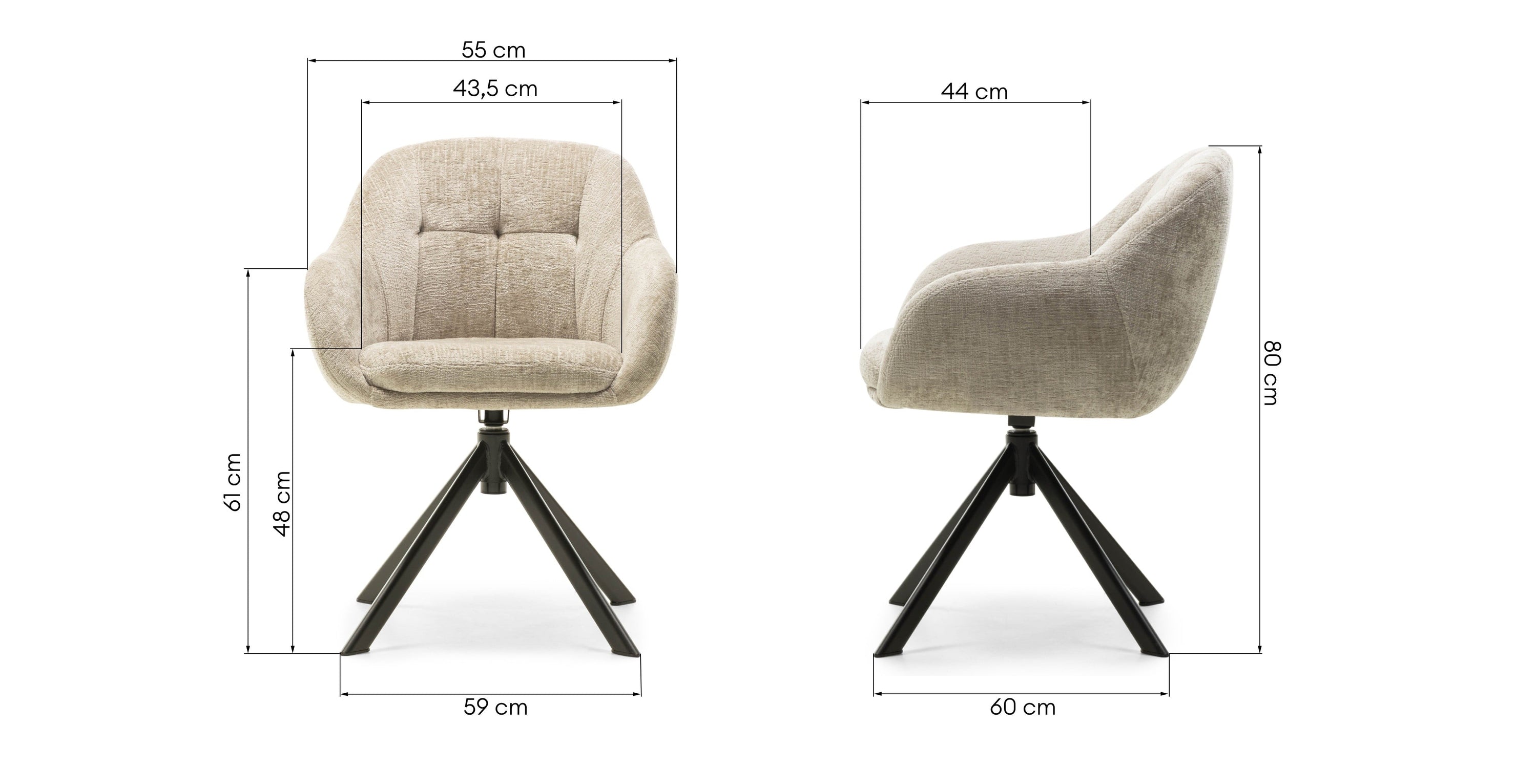 Swivel chair VALORE, sand/black legs