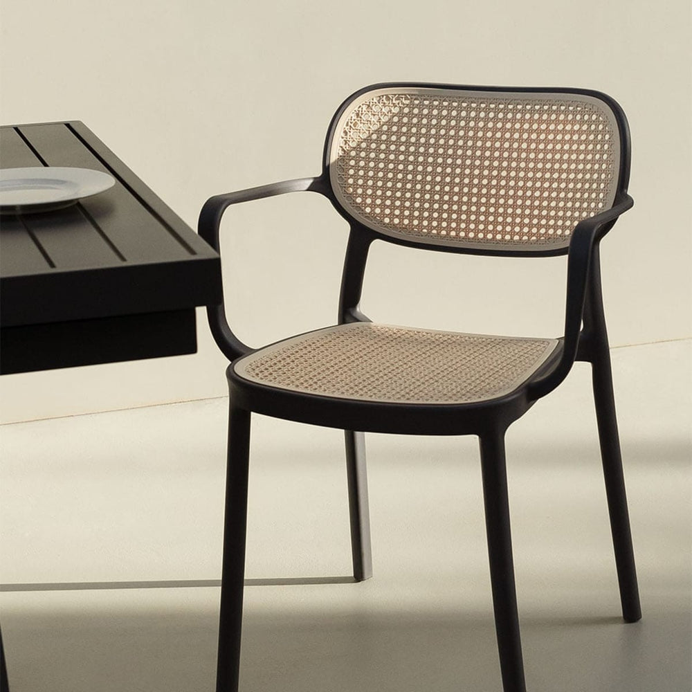 Outdoor chair OQUERCO with armrests, graphite gray