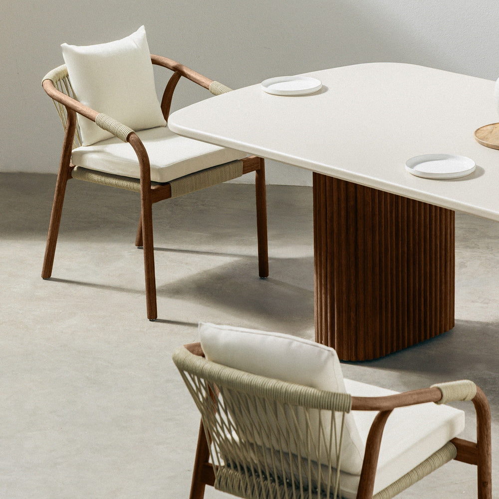 Outdoor chair SORBET, rope, dark acacia, sand