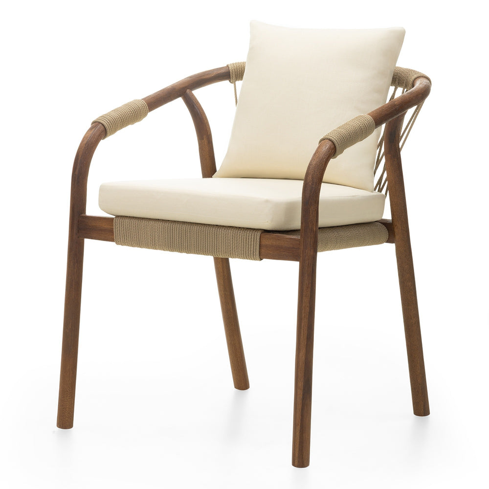 Outdoor chair SORBET, rope, dark acacia, sand