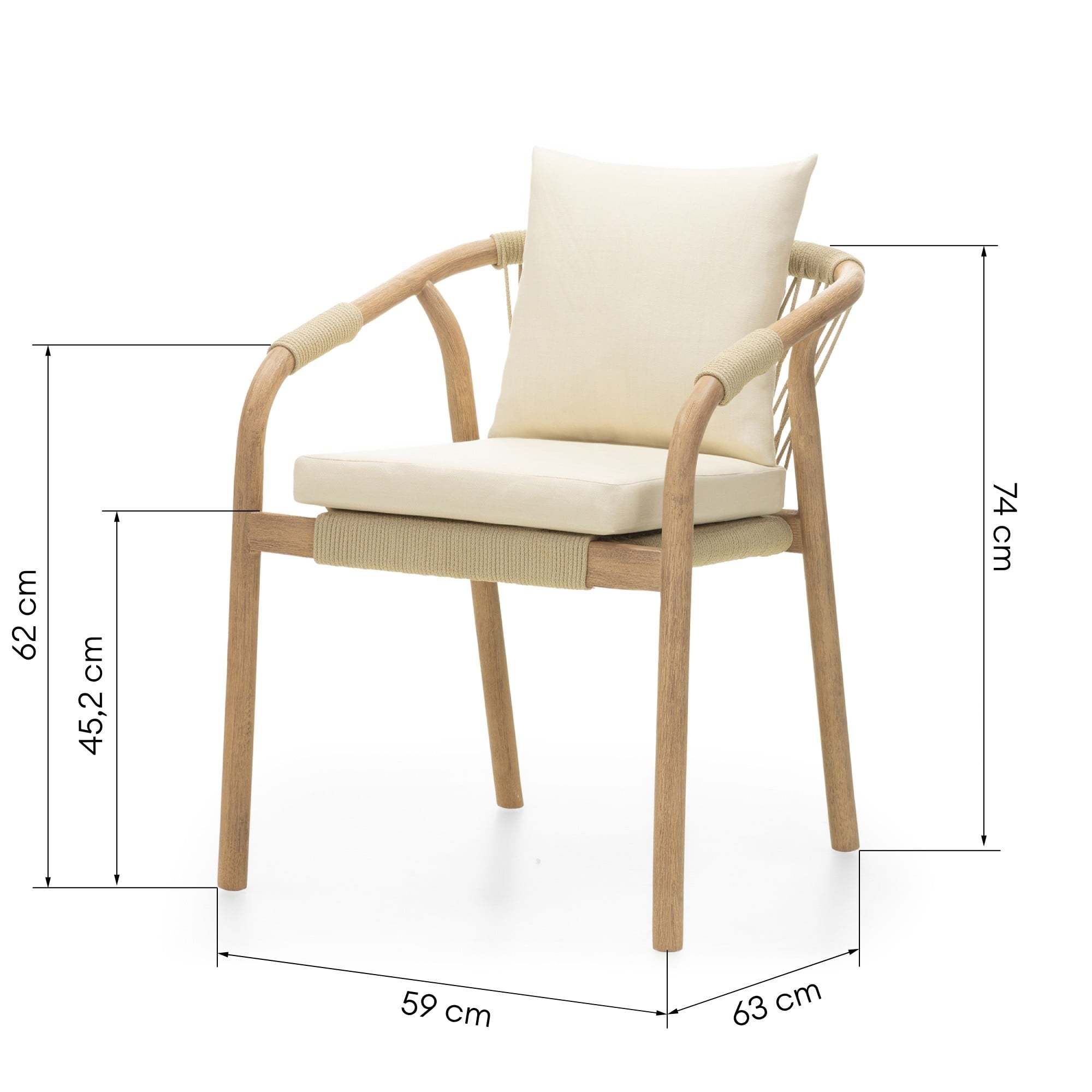 Outdoor chair SORBET, rope, light acacia, sand