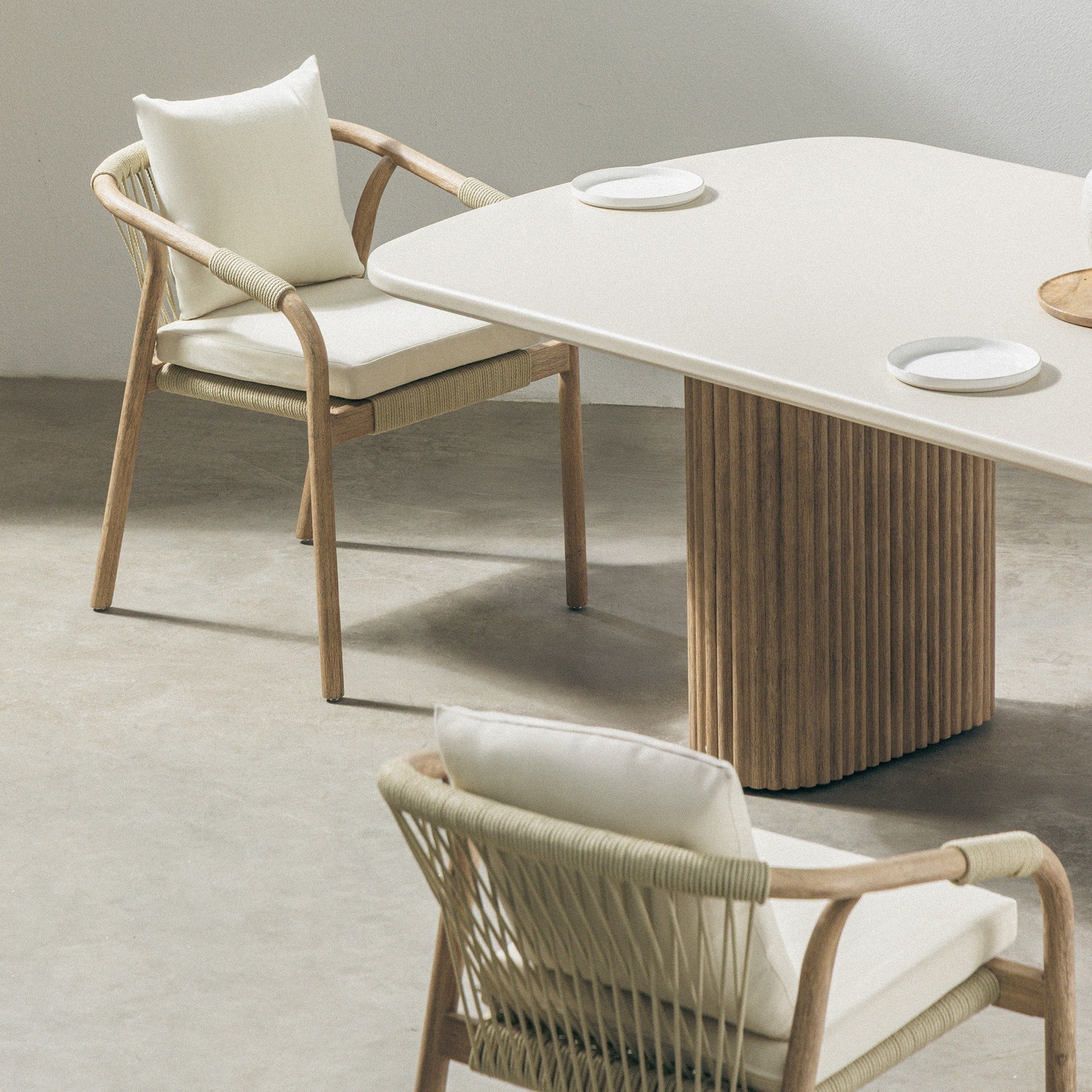 Outdoor chair SORBET, rope, light acacia, sand