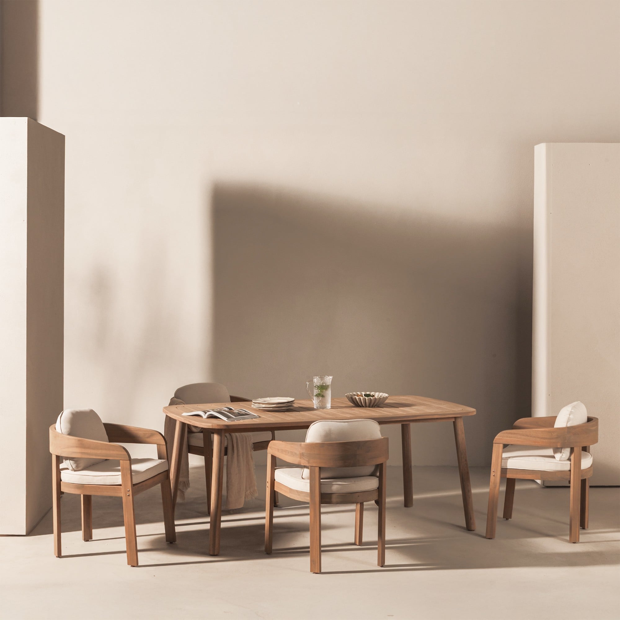 Lauko kėdė VANITE, akacija FSC, teak look, smėlinė