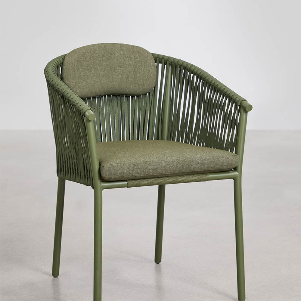 Outdoor chair VELANO with ropes, olive green