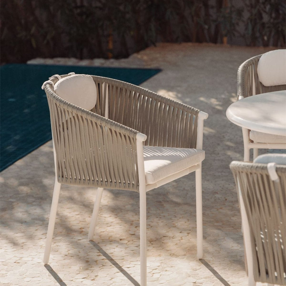 Outdoor chair VELANO with ropes, cream