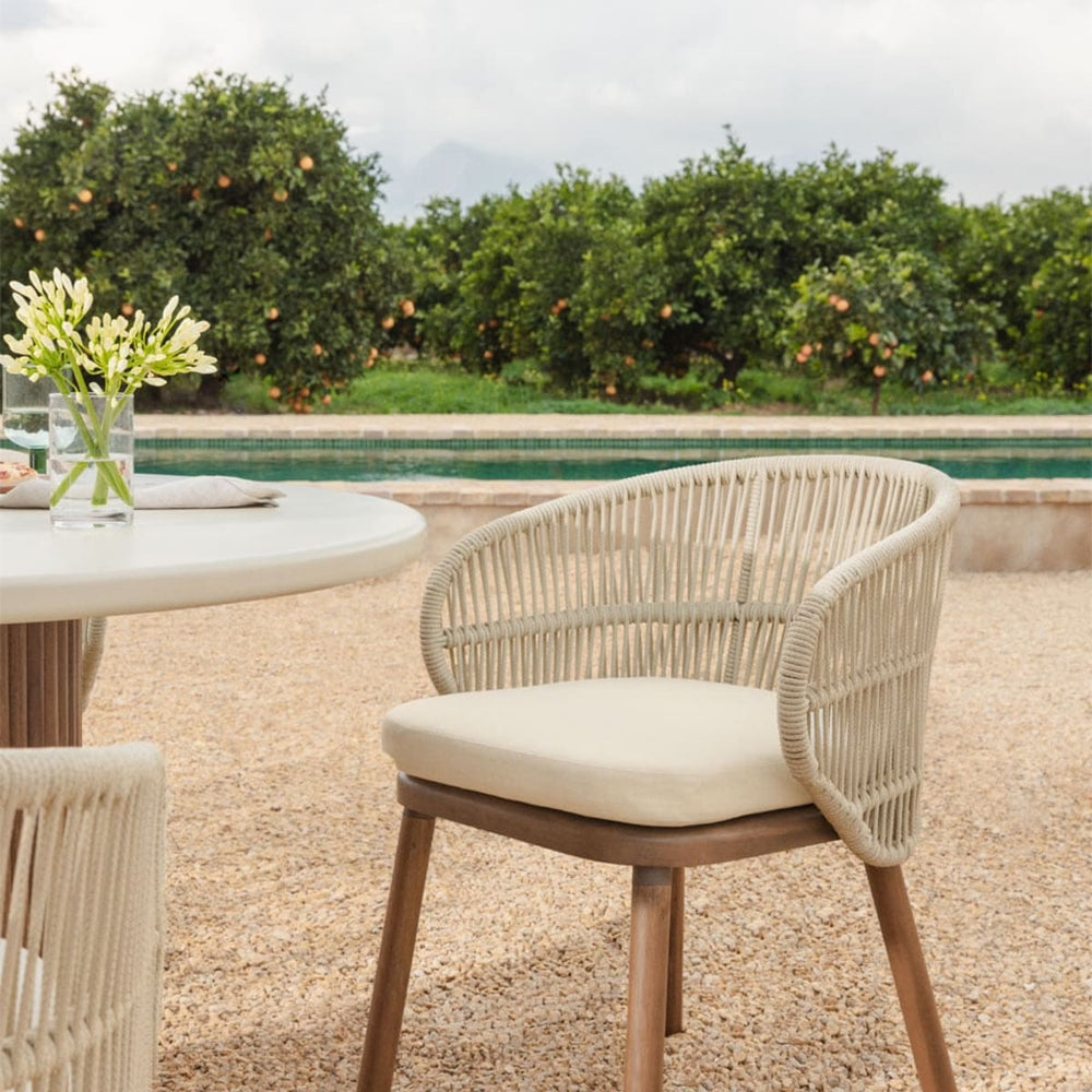 Outdoor chair CORAL, acacia, cream
