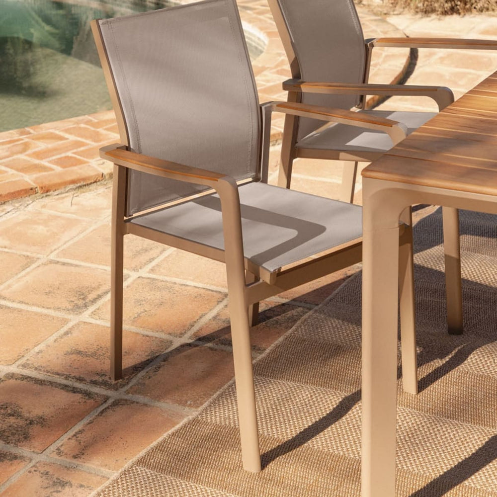 Outdoor chair with armrests COMODO, mocha brown