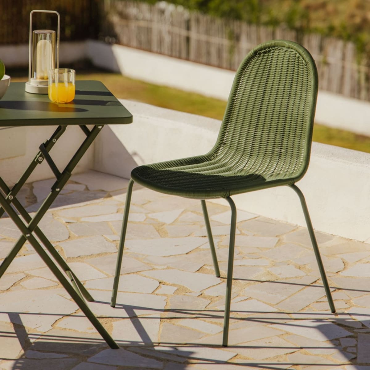 Outdoor chair ALTANO without armrests, olive green