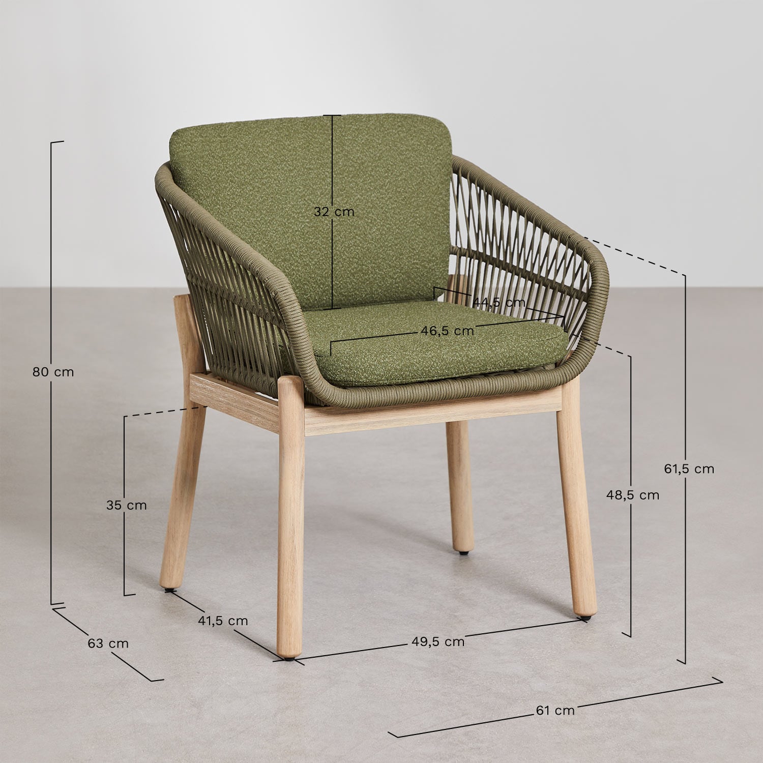 Outdoor chair ACACIA with armrests, light (3 variants)
