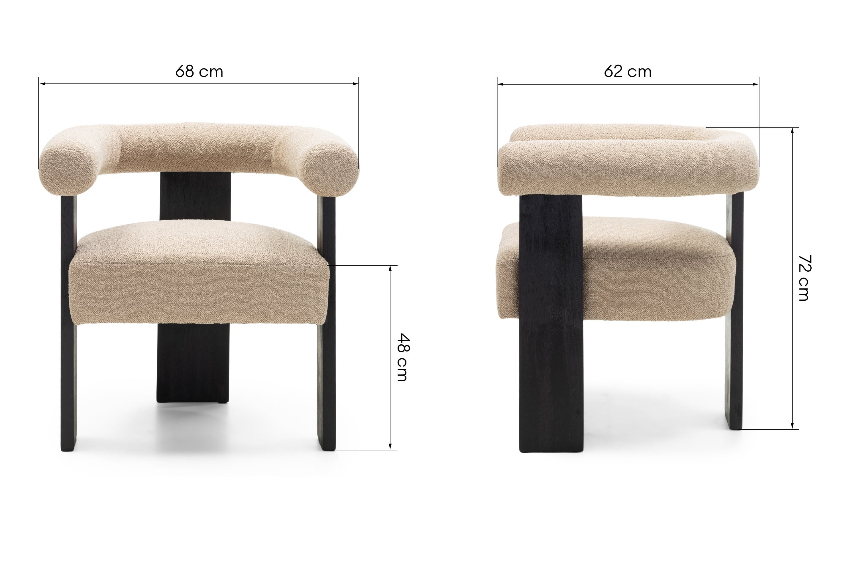 Chair CLARET, beige/black, rubberwood