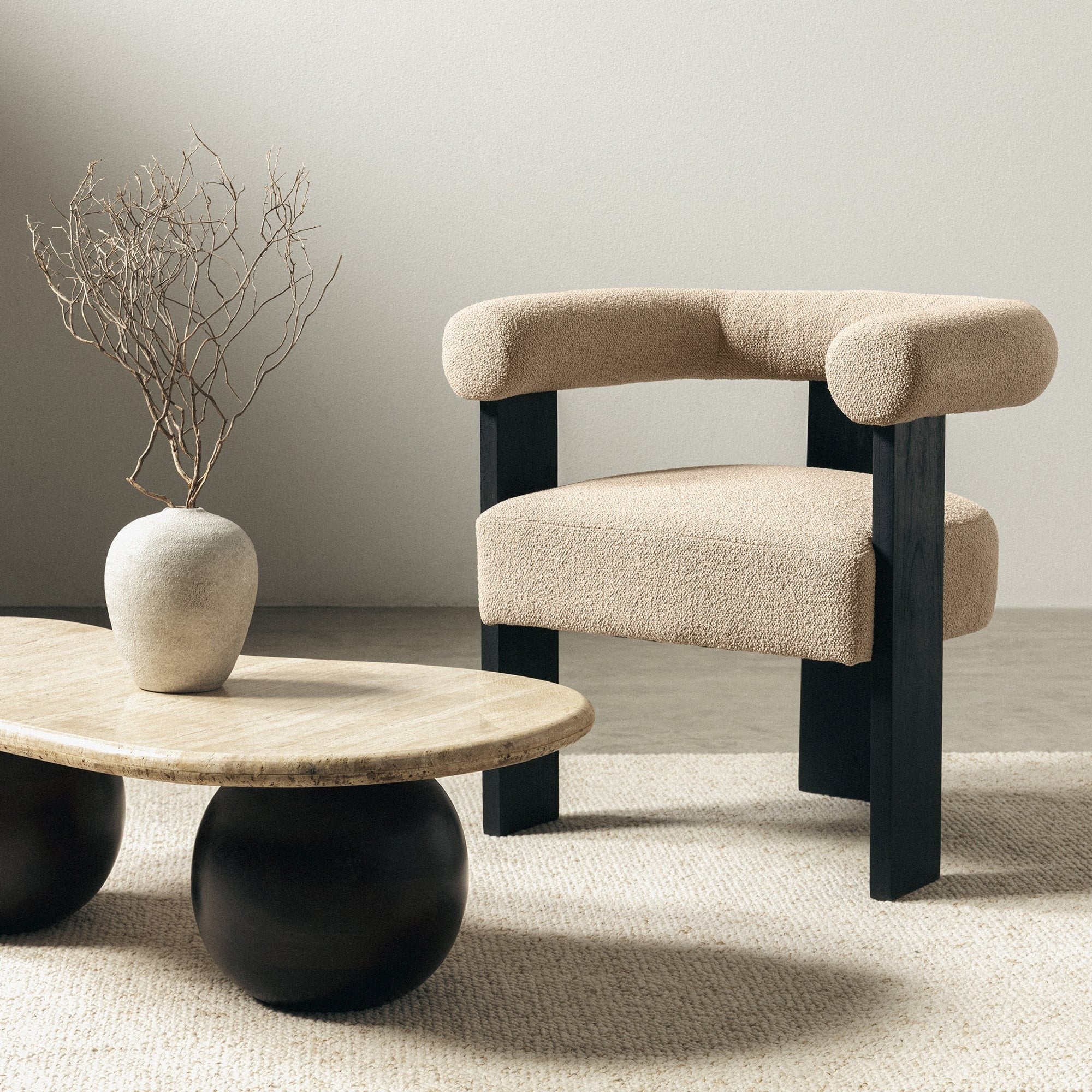 Chair CLARET, beige/black, rubberwood