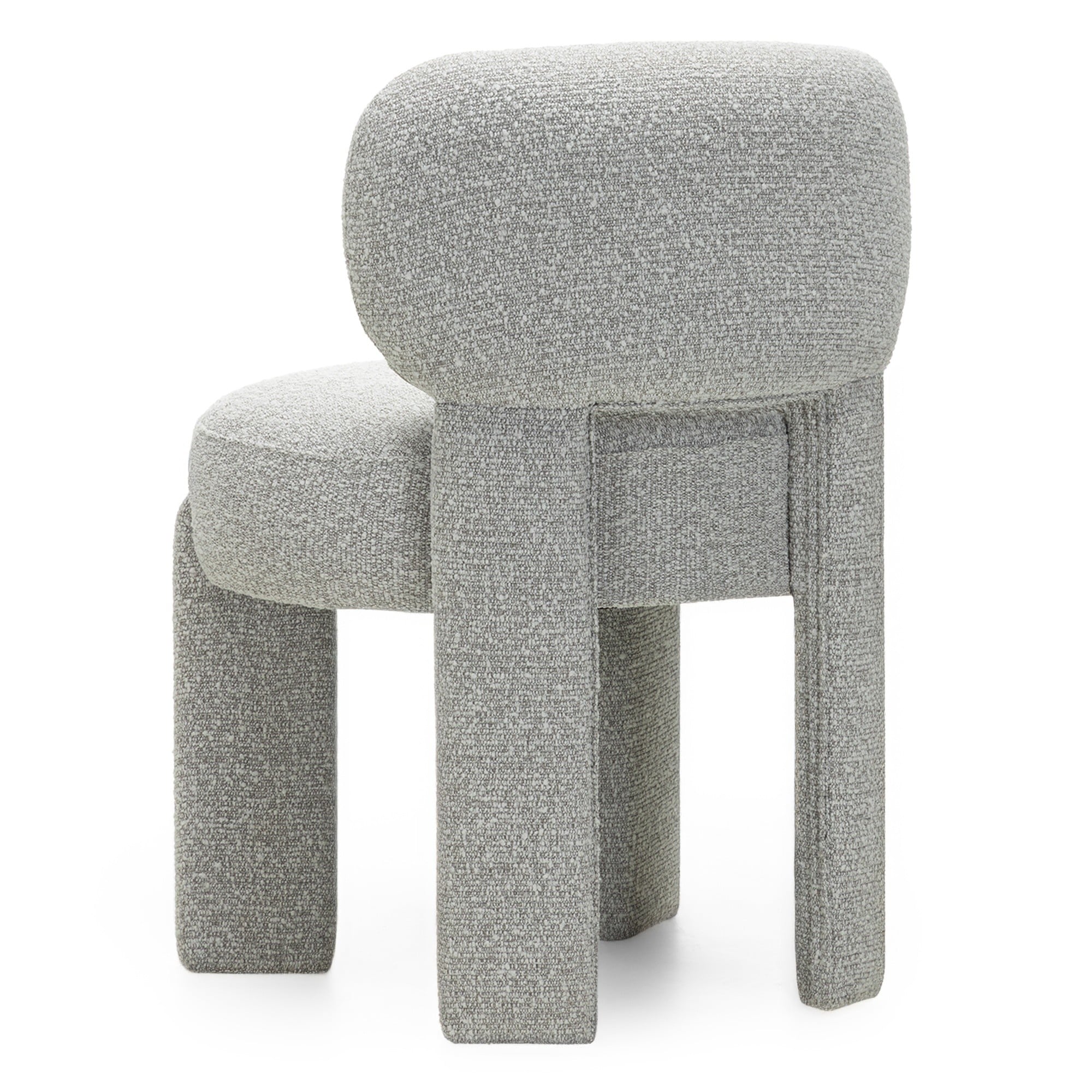 Chair DORADE, bouclé, grey, rounded