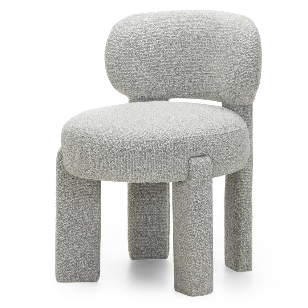 Chair DORADE, bouclé, grey, rounded