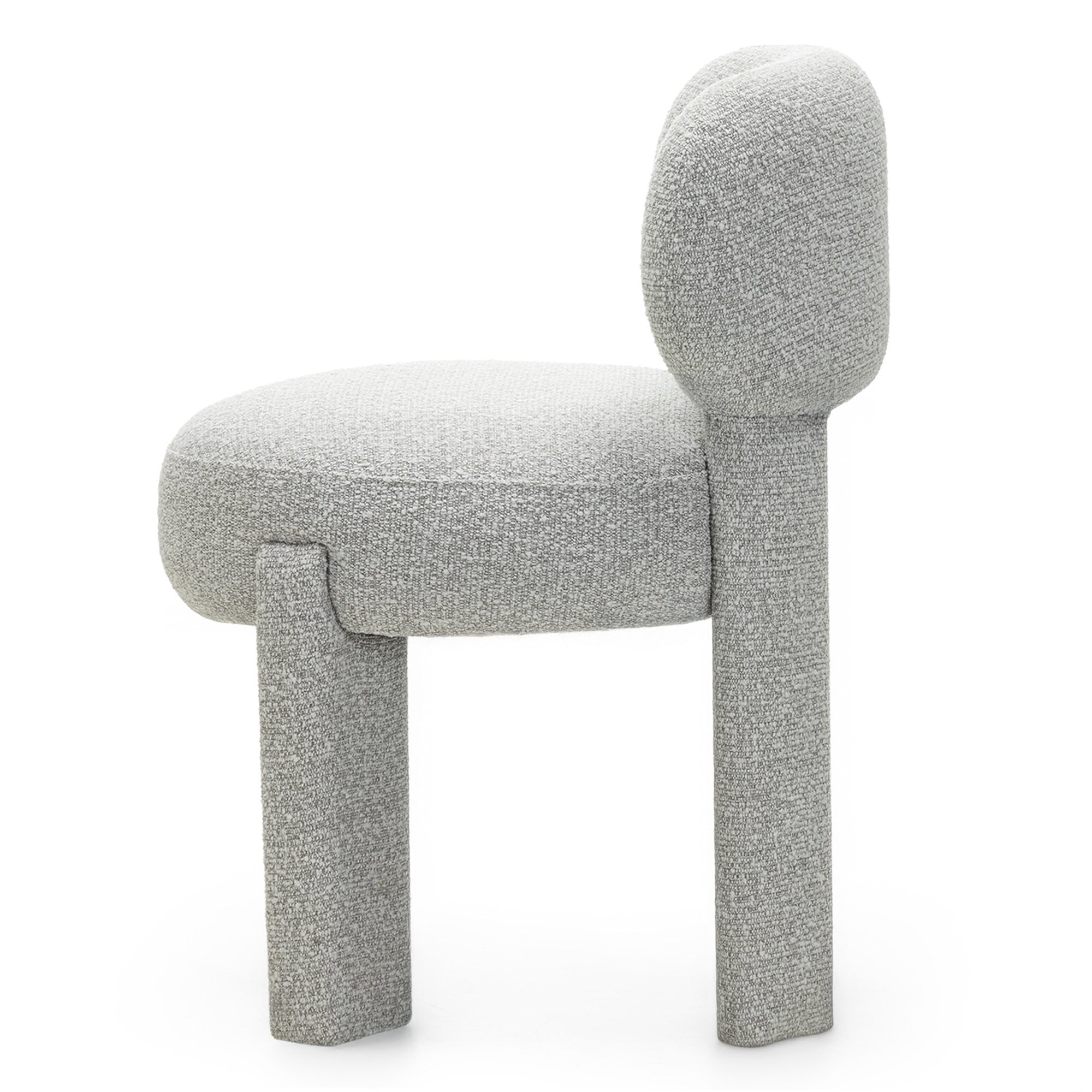 Chair DORADE, bouclé, grey, rounded
