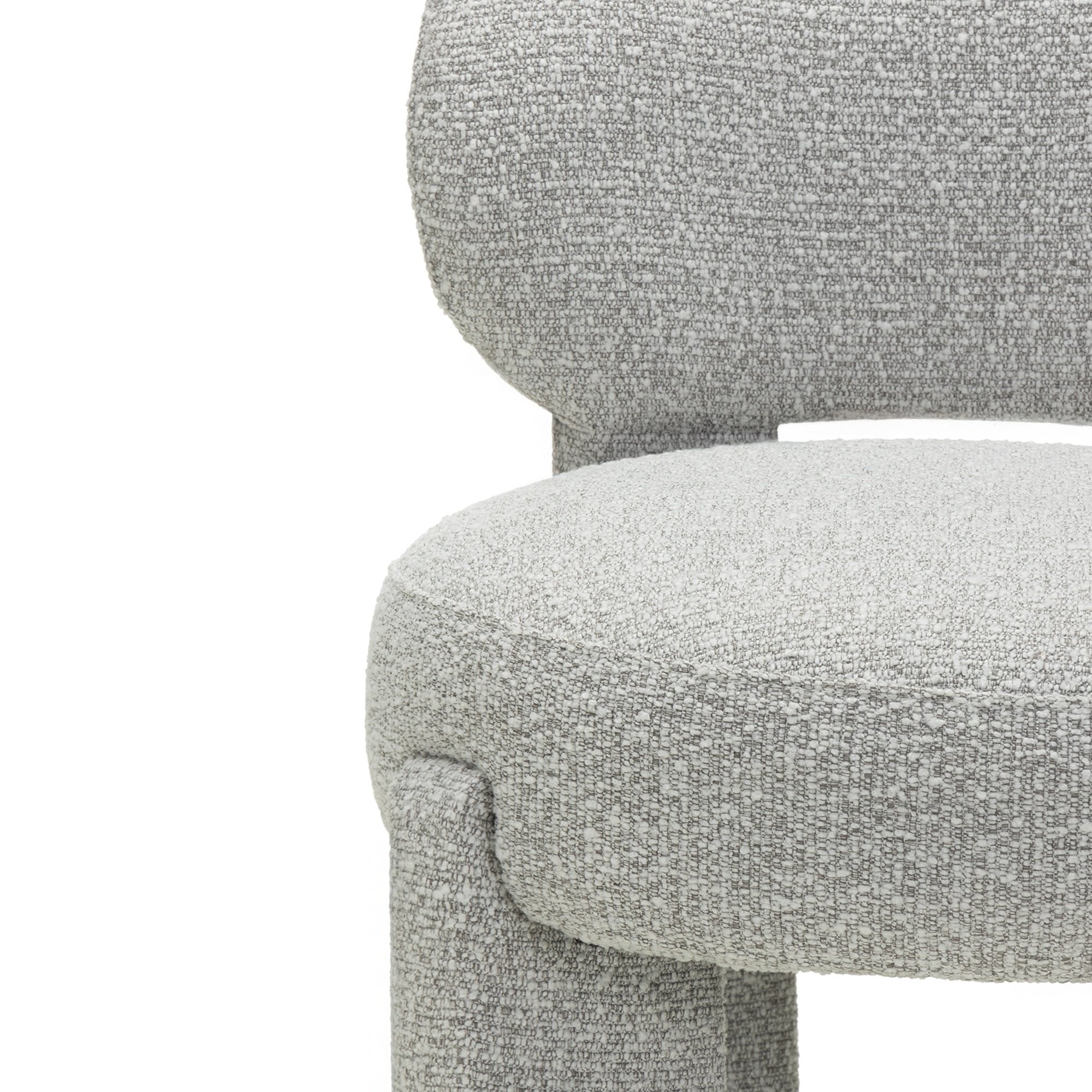 Chair DORADE, bouclé, grey, rounded