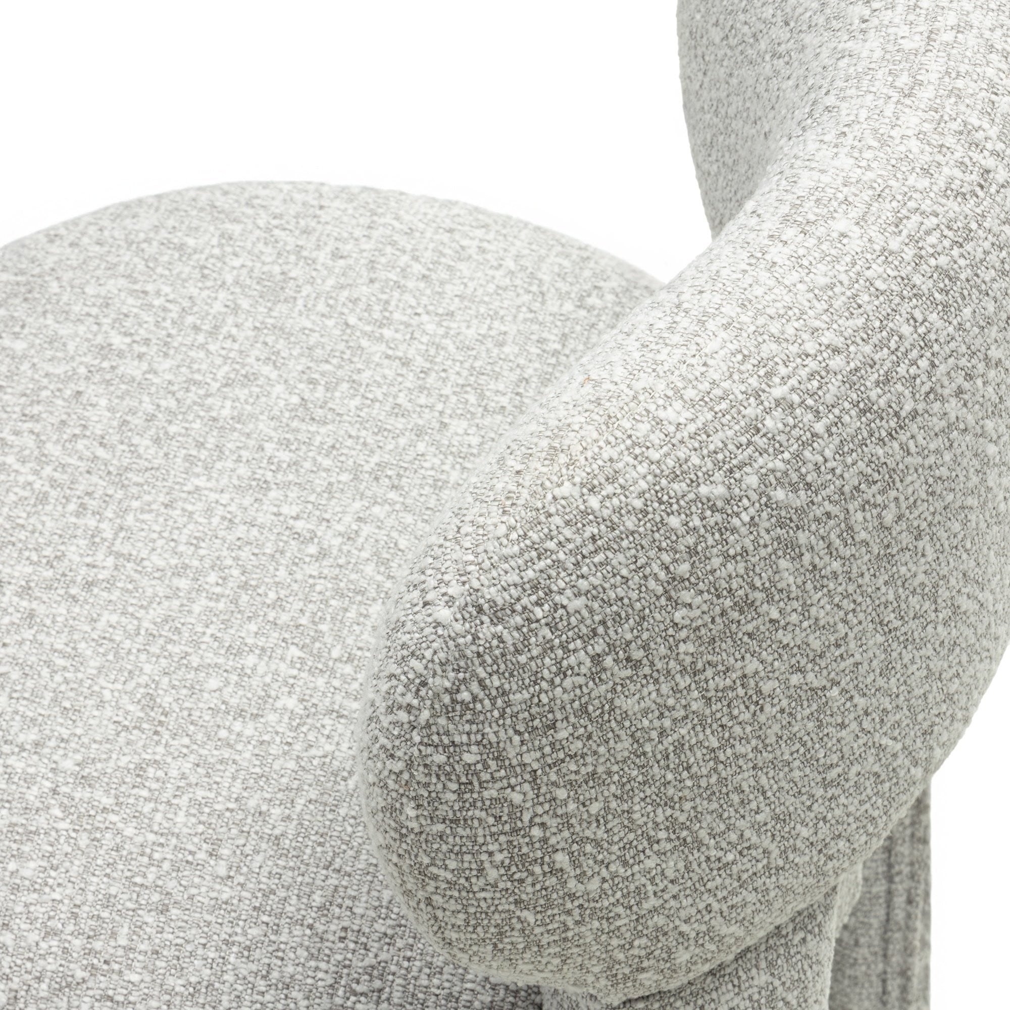 Chair DORADE, bouclé, grey, rounded