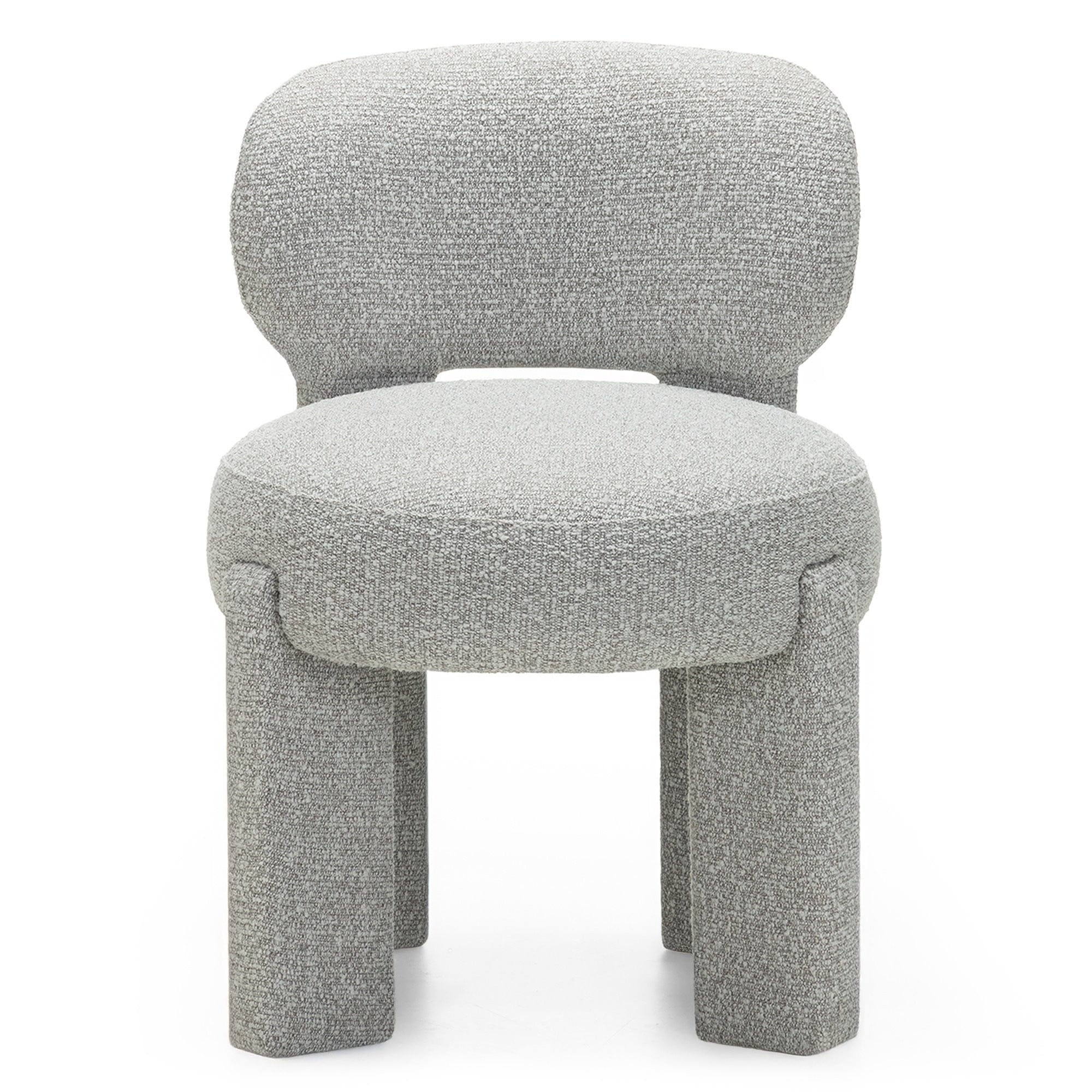 Chair DORADE, bouclé, grey, rounded
