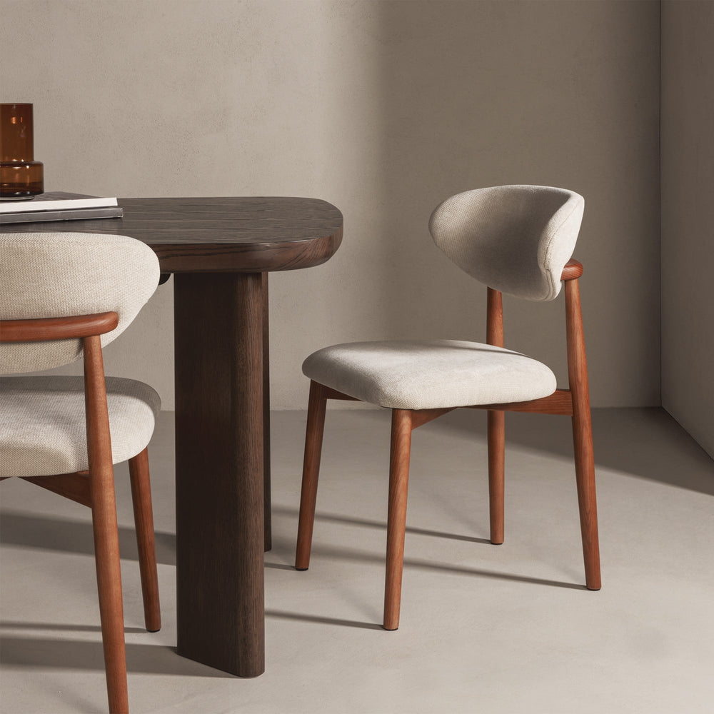 Dining chair MELONE, beige/light walnut