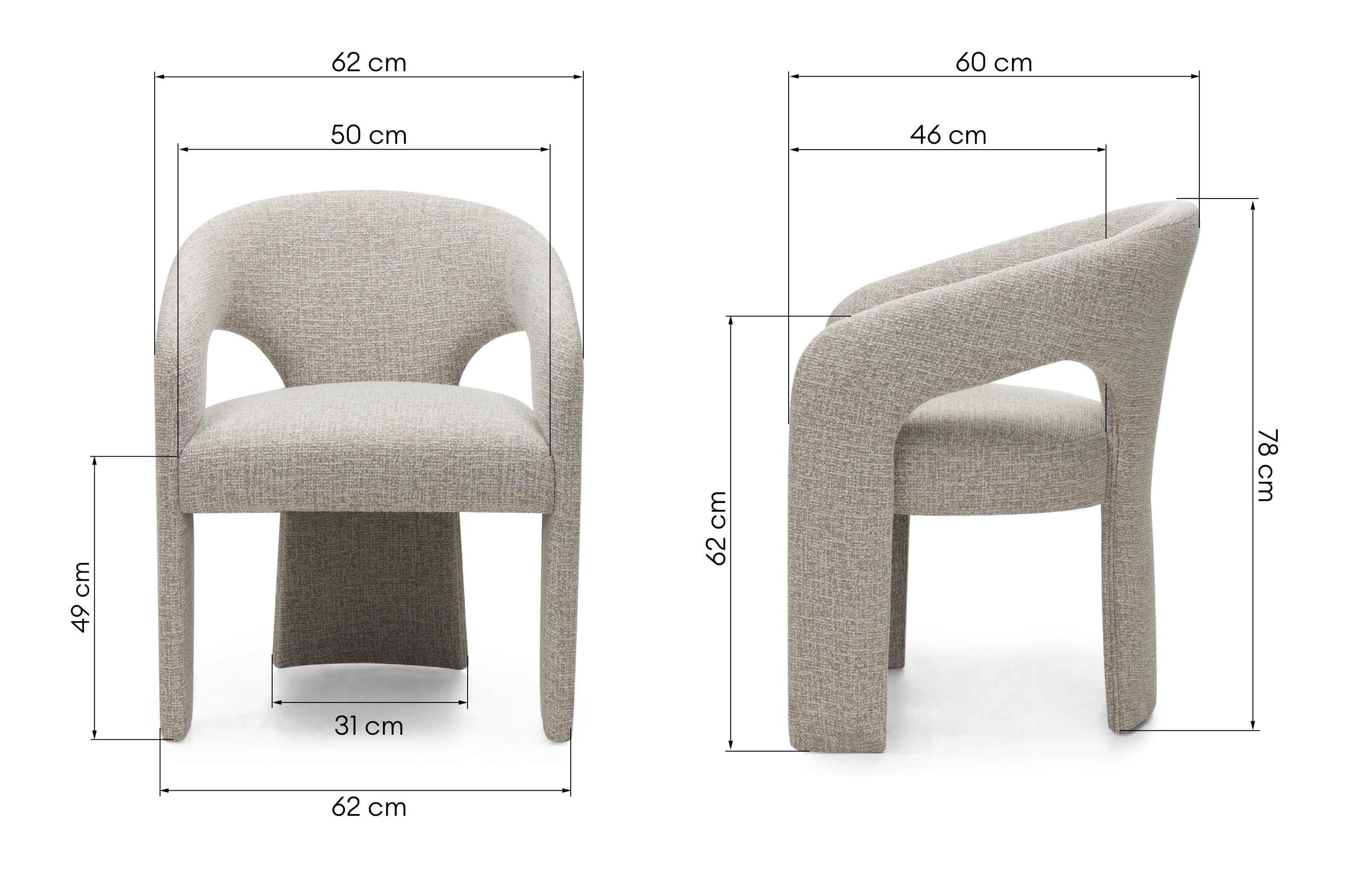 Chair with armrests ORIOLE, cream sand