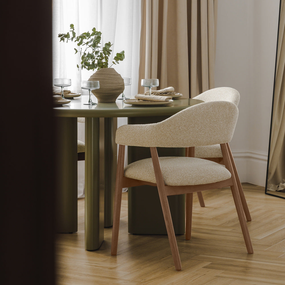 Chair VOLUTE, boucle, sand/light walnut