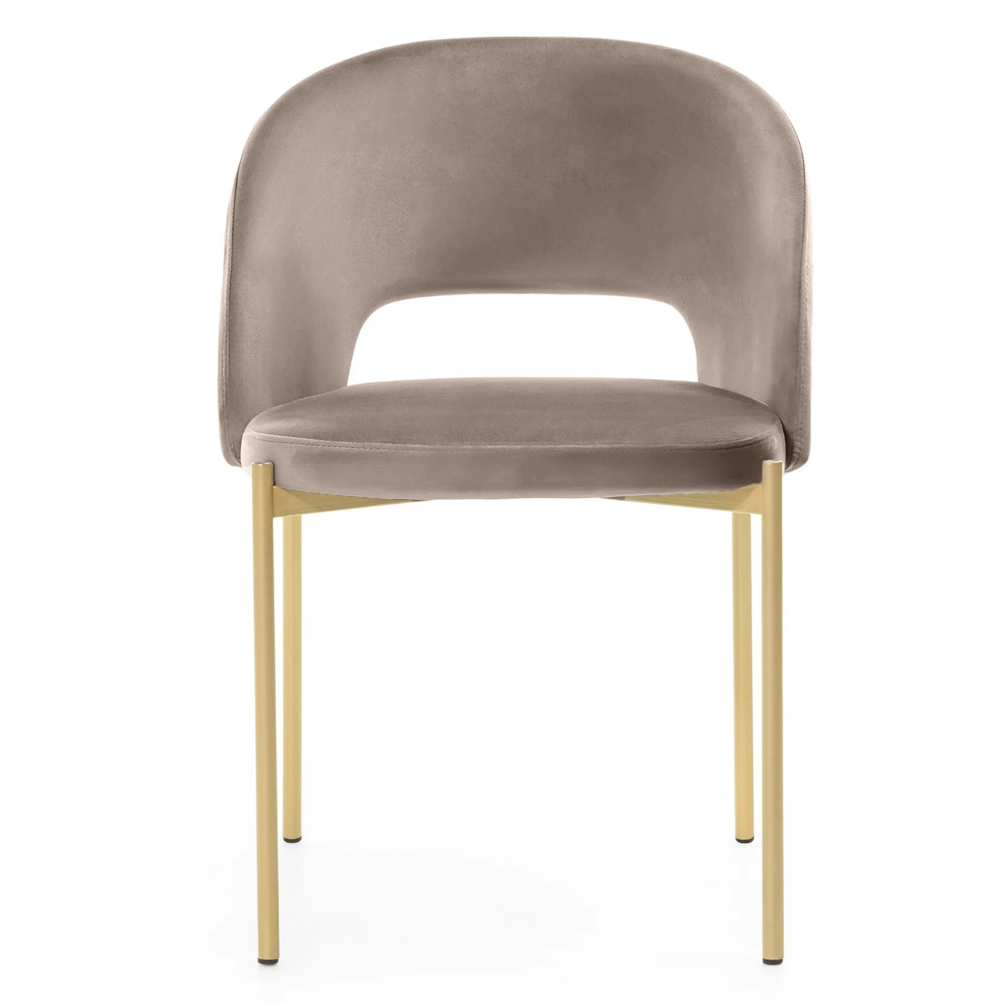 Dining chair GIRON, velvet, taupe/gold legs