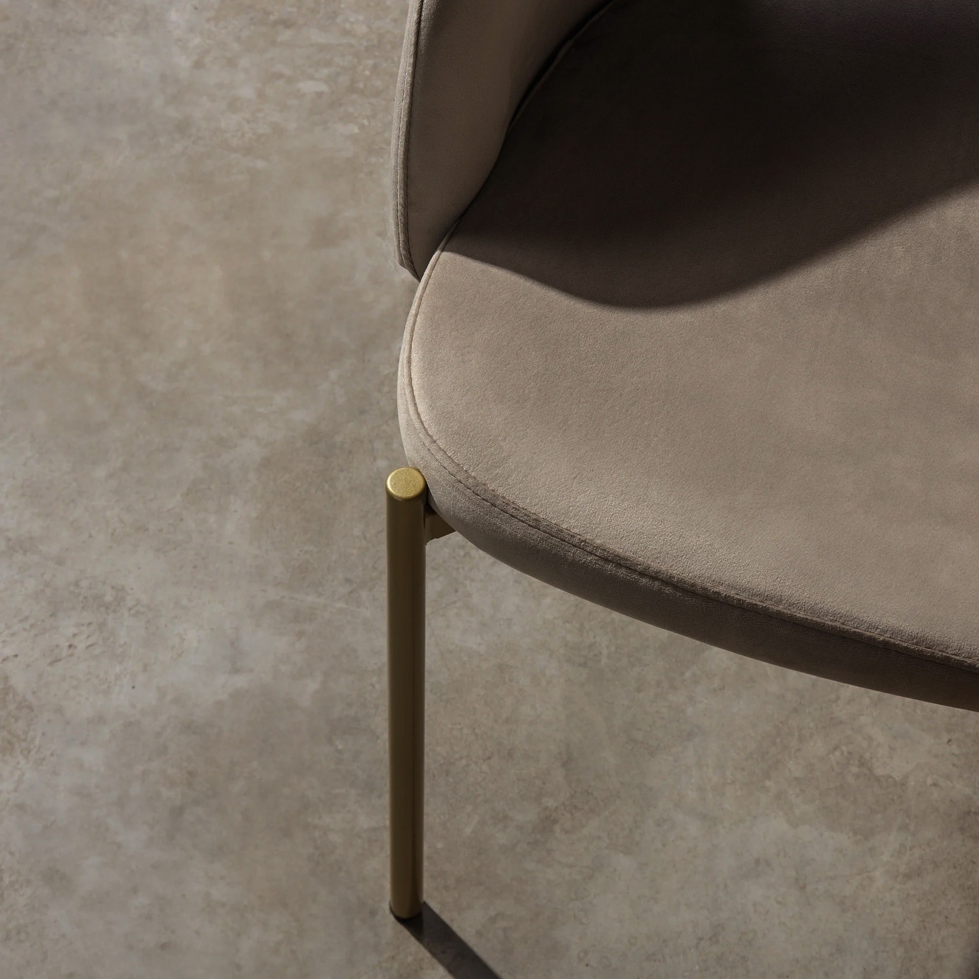 Dining chair GIRON, velvet, taupe/gold legs