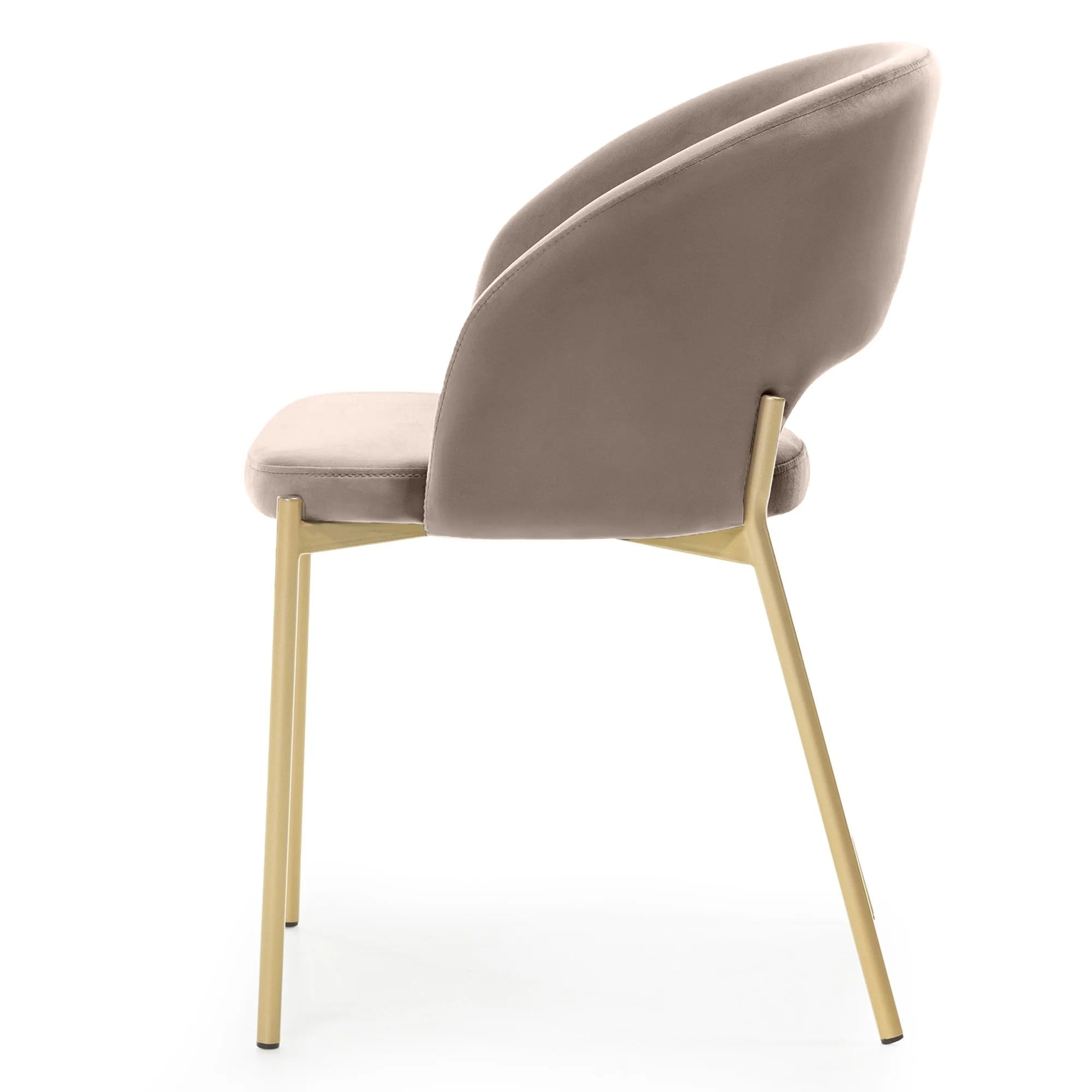 Dining chair GIRON, velvet, taupe/gold legs