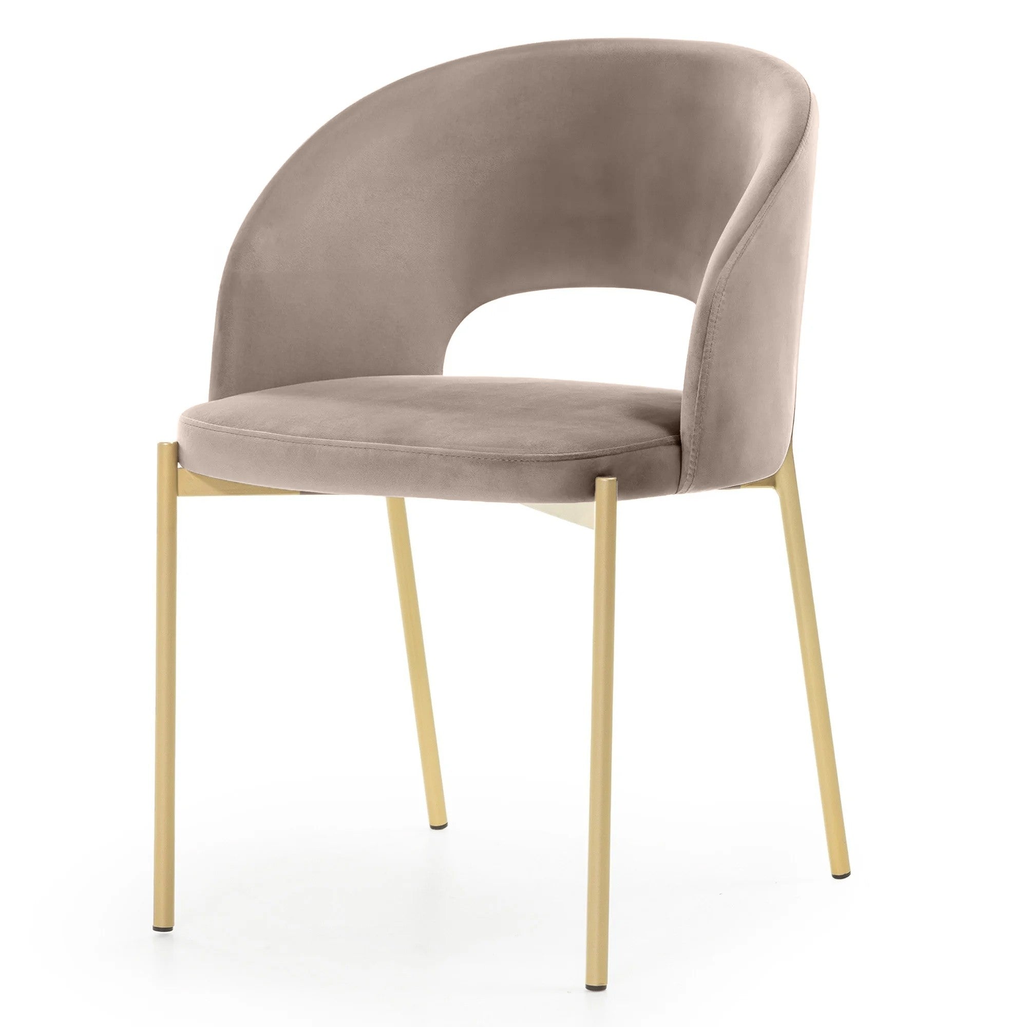 Dining chair GIRON, velvet, taupe/gold legs